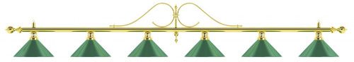 Лампа на шесть плафонов «Classic» (витая золотистая штанга, зеленый плафон D35см)