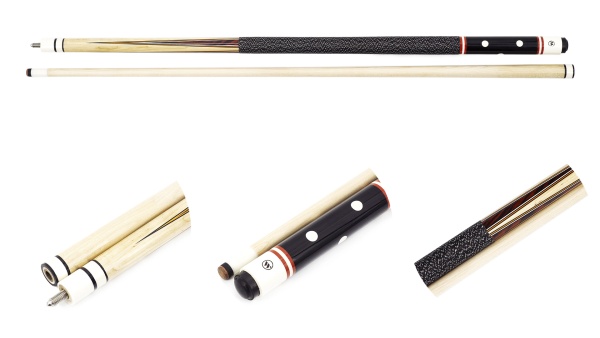 Двухсоставной бильярдный кий для русской пирамиды Classic "W-6040" (черный) с оплеткой