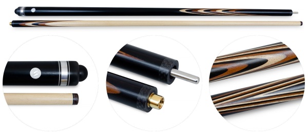 Двухсоставной бильярдный кий для русской пирамиды Weekend "Классика" (термограб черный, белый) 13 запилов